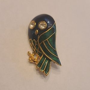 Vintage Enamel Blue Green Brooch Pin